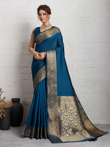 Firoji Soft Kanchipuram Silk Saree with Zari Weaving Work