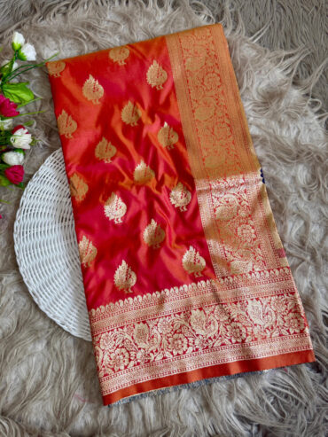 Traditional Peach Paithani Silk Saree with Meenakari Zari Weaving Work