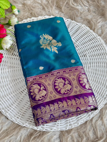 Firoji Nauvari Peshwai Paithani Silk Saree with Zari Weaving Work